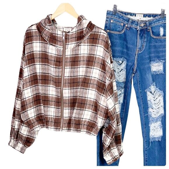 Copy - plaid Hooded Bomber Jacket - Picture 5 of 13